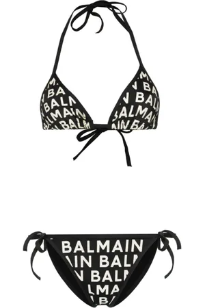 Balmain Badetøj, Dame, Sort, L, Nylon, Multifarvet Trekantet Bikini