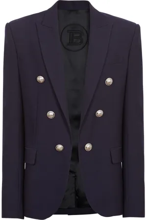 Balmain Jakke, Herre, Blå, XL, Dobbeltbrystet Jersey blazer