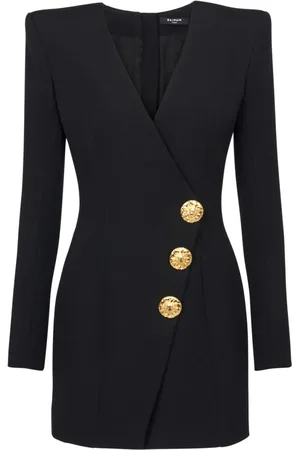 Balmain Kjole, Dame, Sort, S, Uld, Ulddragt i uld