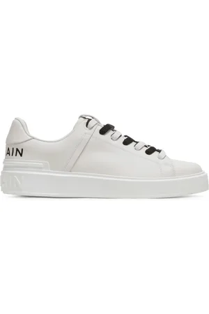 Balmain Sko, Dame, Hvid, 35 EU, Læder, B-Court glatte læder sneakers