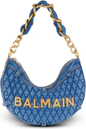Balmain Taske, Dame, Blå, ONE SIZE, Uld, Soft Moon Denim Skuldertaske