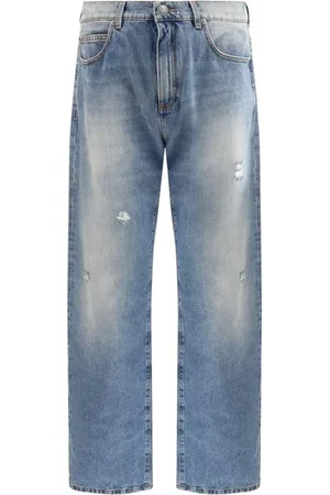 Balmain Jeans, Herre, Blå, W32, Bomuld, Højtaljede Ripped Jeans
