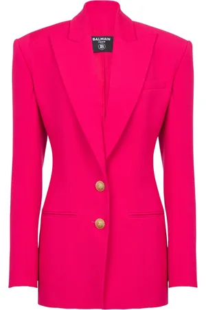 Balmain Jakke, Dame, Lyserød, 2XS, Uld, 2-knaps taljeret jakke