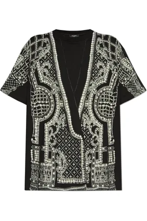 Balmain Bluser & Skjorter, Dame, Sort, S, Bomuld, Oversize t-shirt med print