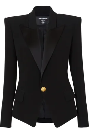 Balmain Jakke, Dame, Sort, XS, Uld, 1-knap crepe jakke