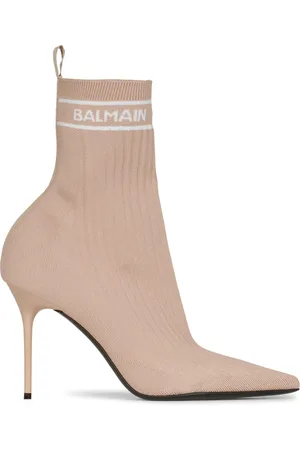 Balmain Sko, Dame, Lyserød, 36 EU, Polyester, Stretch strik Skye ankelstøvler