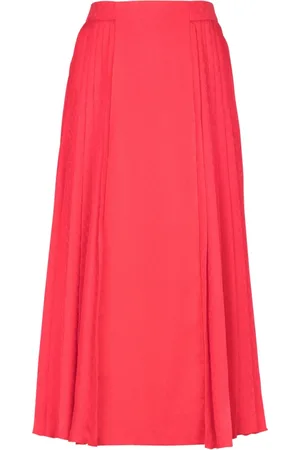 Balmain Nederdel, Dame, Lyserød, 2XS, Mini monogram plisseret midi nederdel