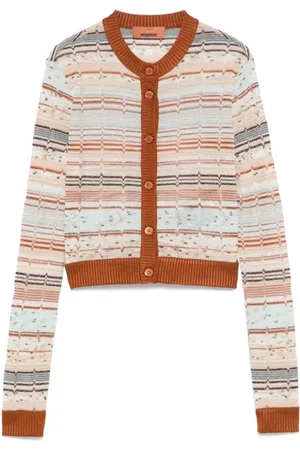 Missoni Strik, Dame, Brun, S, Uld, Stilfuld Strik Cardigan Sweater