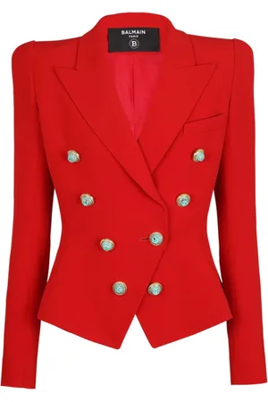 Balmain Jakke, Dame, Rød, XS, Uld, Slim-fit Crepe Jakke