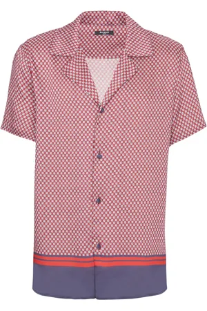 Balmain Skjorte, Herre, Flerfarvet, XS, Polyester, Mini monogram-trykt skjorte