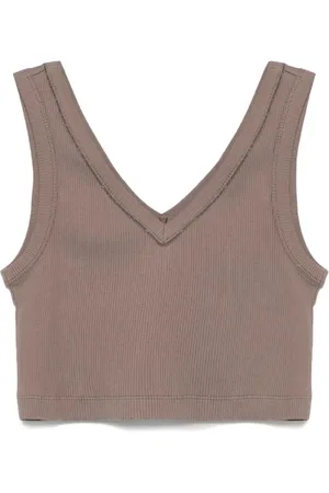 Brunello Cucinelli Top, Dame, Brun, M, Bomuld, Chokolade V-Top Bomuld Blanding