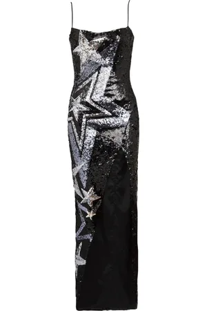 Balmain Kjole, Dame, Sort, XS, Uld, Broderet Maxikjole