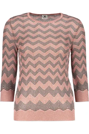 M Missoni Strik, Dame, Flerfarvet, S, Polyester, Zig Zag Strikket Top med Lurex