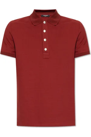Balmain Top, Herre, Rød, 2XL, Bomuld, Polo shirt med monogram