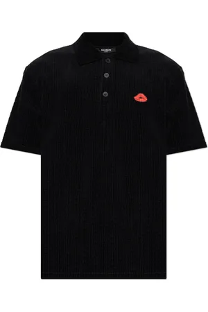 Balmain Top, Herre, Sort, 2XL, Læder, Velour polo