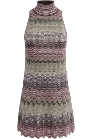 Missoni Kjole, Dame, Flerfarvet, S, Uld, Stribet Mini Kjole Metallic Tråd