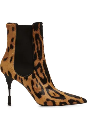 Balmain Sko, Dame, Flerfarvet, 36 EU, Læder, Moneta leopard print læder ankelstøvler