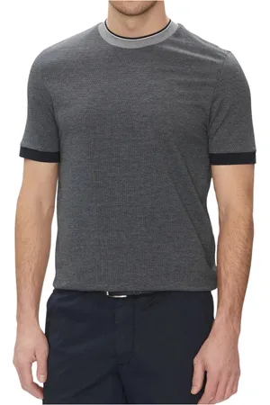 HUGO BOSS Top, Herre, Blå, XL, Bomuld, Blå Slim Fit T-shirt med Kontrast Krave