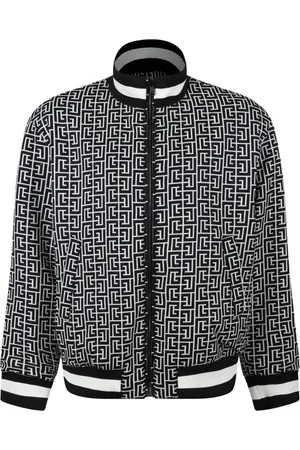 Balmain Jakke, Herre, Blå, XL, Omvendt Monogram Bomberjakke