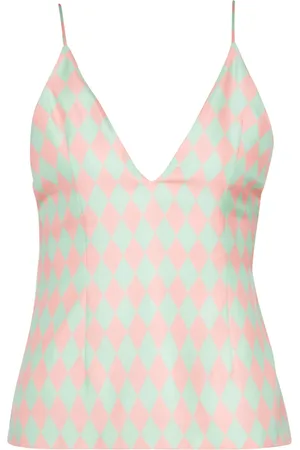 Balmain Top, Dame, Flerfarvet, S, Silketop med diamantmønster