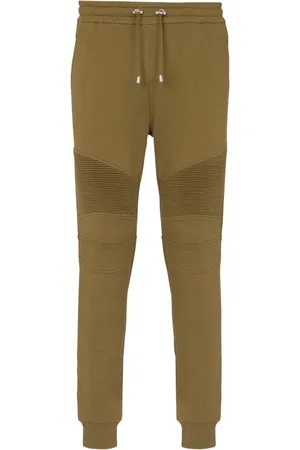 Balmain Bukser, Herre, Grøn, XS, Bomuld, Logo trykt bomuld joggingbukser