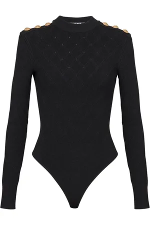 Balmain Top, Dame, Sort, XS, Polyester, Strikket top med åben ryg og 6 knapper