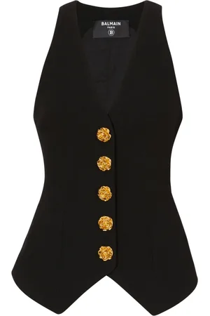 Balmain Jakke, Dame, Sort, M, Uld, Ærmeløs dobbelt crepe vest