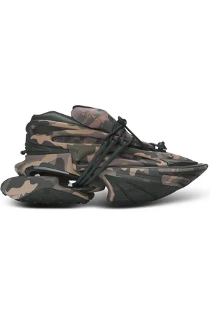 Balmain Sko, Herre, Flerfarvet, 43 EU, Læder, Unicorn Low camouflage-print sneakers
