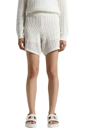 PESERICO SIGN Shorts, Dame, Hvid, XS, Bomuld, Shorts i ren bomuldsgarn og mikro-pailletter