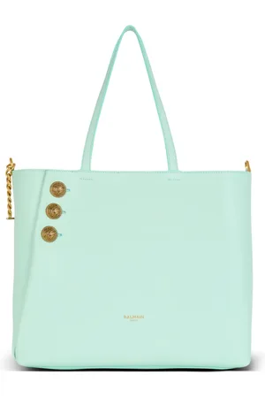 Balmain Taske, Dame, Blå, ONE SIZE, Uld, Emblème tote bag i narvet kalveskind
