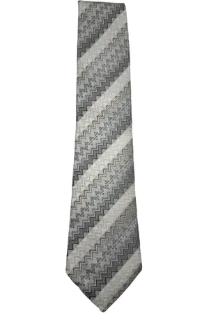 Missoni Tilbehør, unisex, Flerfarvet, ONE SIZE, Silkeslips med grå og hvidt mønster