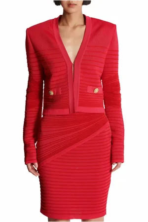 Balmain Strik, Dame, Lyserød, M, Uld, Kant til kant strikket cardigan