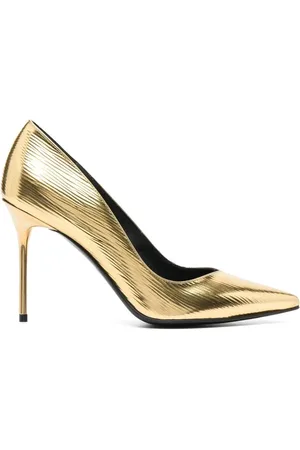 Balmain Sko, Dame, Gul, 37 EU, Uld, Guld Lukkede Højhælede Pumps