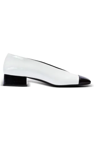 Balmain Sko, Dame, Hvid, 37 1/2 EU, Læder, Eden to-tone patent læder balletflats