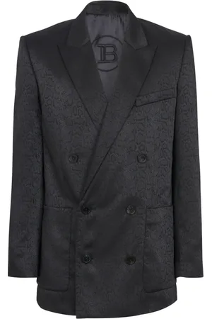 Balmain Jakke, Herre, Blå, S, Polyester, Python Jacquard Blazer
