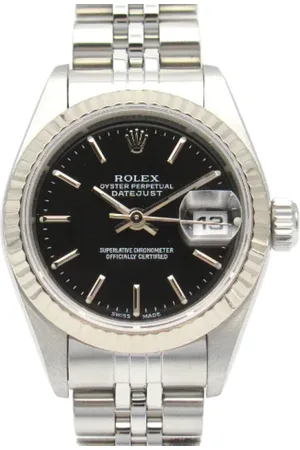 Rolex Pre-owned, Dame, Sort, ONE SIZE, Tyl, Pre-owned Metal watches