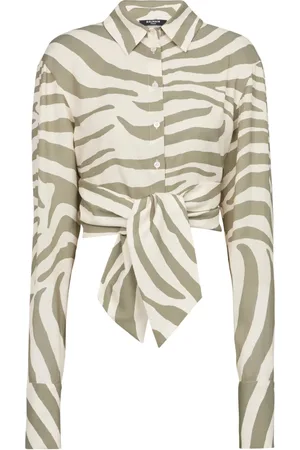 Balmain Bluser & Skjorter, Dame, , 2XS, Uld, Zebra Print Skjorte