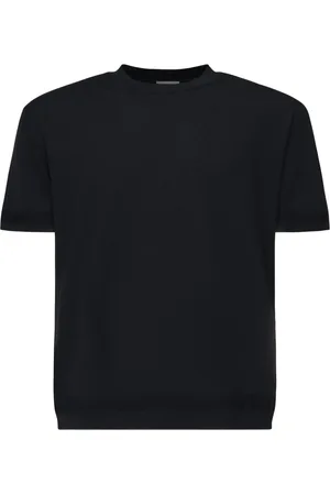 Moncler Top, Herre, Blå, M, Bomuld, Blå Silke Bomuld Crewneck Sweater