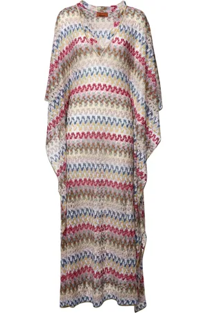 Missoni Badetøj, Dame, Flerfarvet, M, Multifarvet Blonde Hæklet Kaftan Kjole