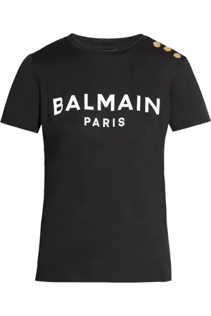 Balmain Top, Dame, Sort, XS, Bomuld, T-shirt med logo