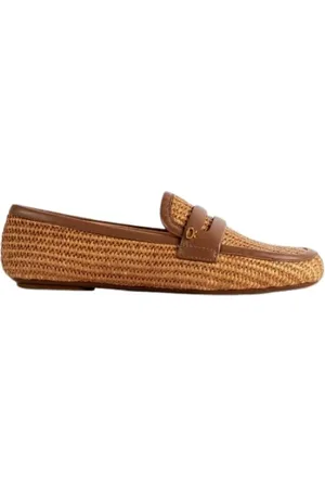 Gianvito Rossi Sko, Dame, Brun, 40 EU, Læder, Raffia Marbella mokkasiner læderkant
