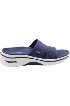 Skechers Sko, Dame, Blå, 39 EU, Flor Slipper til Komfort og Stil
