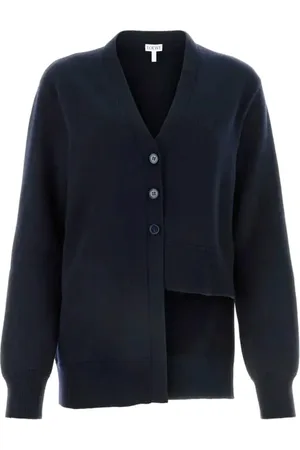 Loewe Strik, Dame, Blå, M, Cashmere, Blå Asymmetrisk Cashmere Cardigan