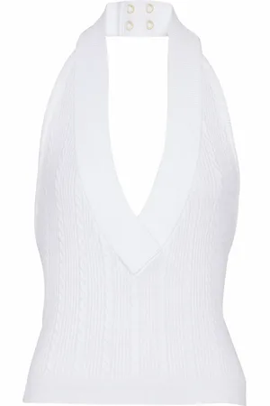 Balmain Top, Dame, Hvid, M, Polyester, Kabelstrik halterneck top