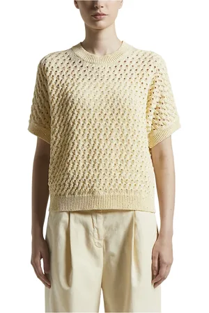 PESERICO SIGN Strik, Dame, Gul, S, Bomuld, Bomuldscordonnet sweater med pailletter