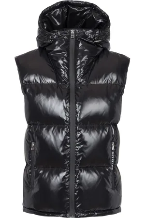 Balmain Jakke, Herre, Sort, 3XL, Nylon, Ærmeløs nylonvest med hætte