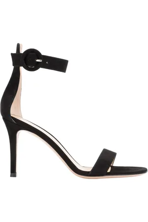 Gianvito Rossi Sko, Dame, Sort, 37 EU, Læder, Sort Ruskind Portofino Sandaler