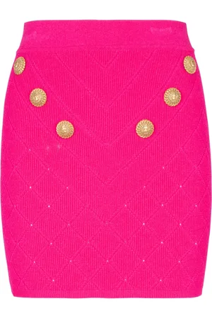 Balmain Nederdel, Dame, Lyserød, XL, Polyester, 6-knaps strikket nederdel