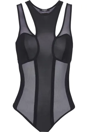 Balmain Top, Dame, Sort, S, Tyl, Udskåret tylle body