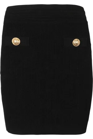 Balmain Nederdel, Dame, Sort, S, Uld, Kort strikket nederdel